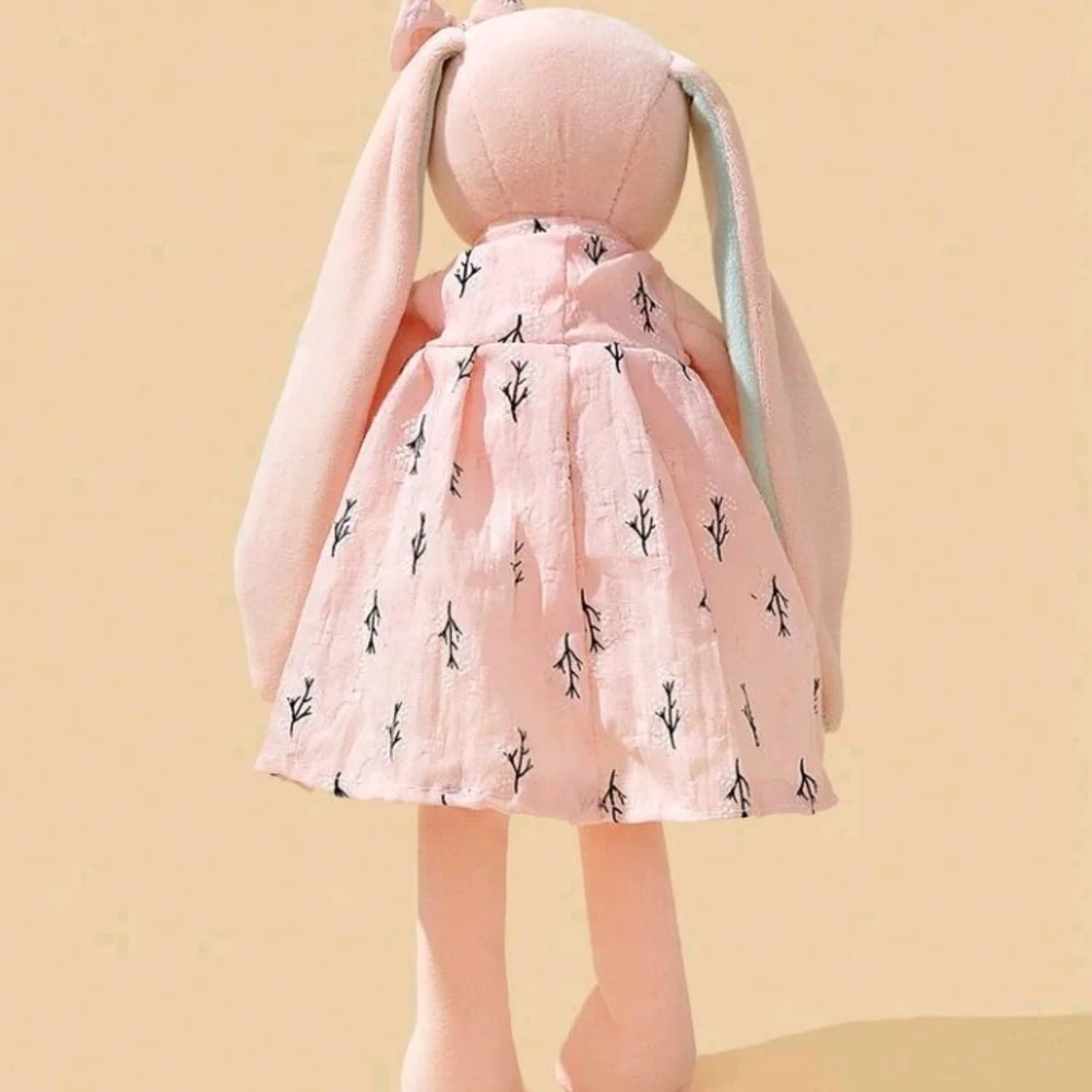 Charming Pink and Mint Stuffed Plush Bunny Toy